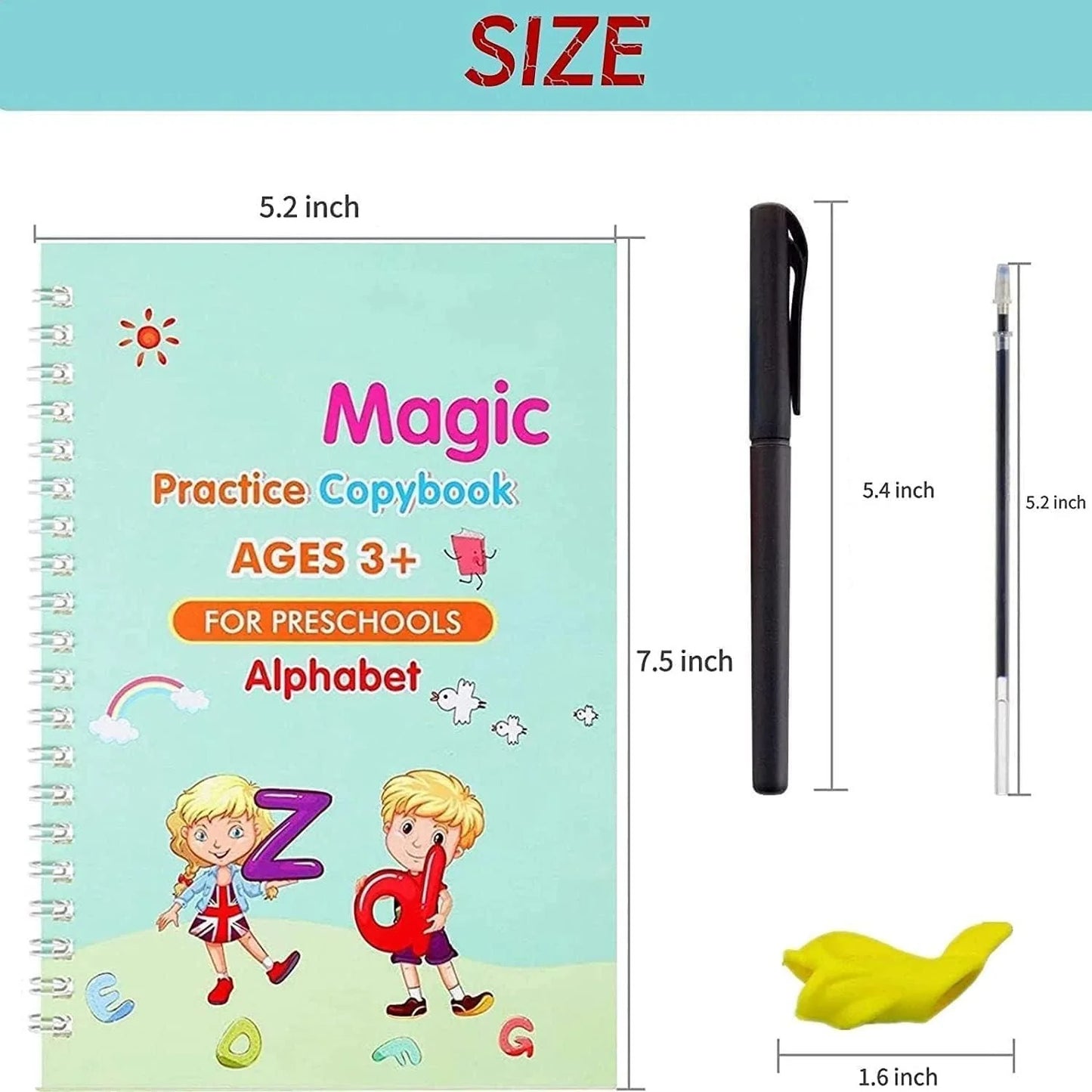 Kids Magic Practice Book 4 BOOKS,1 PEN,1 GRIP,10 REFILL