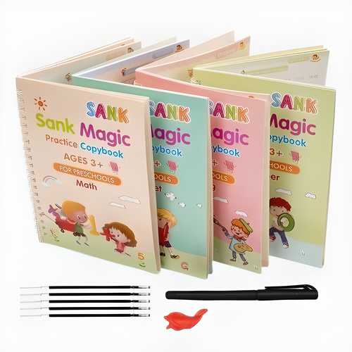 Kids Magic Practice Book 4 BOOKS,1 PEN,1 GRIP,10 REFILL