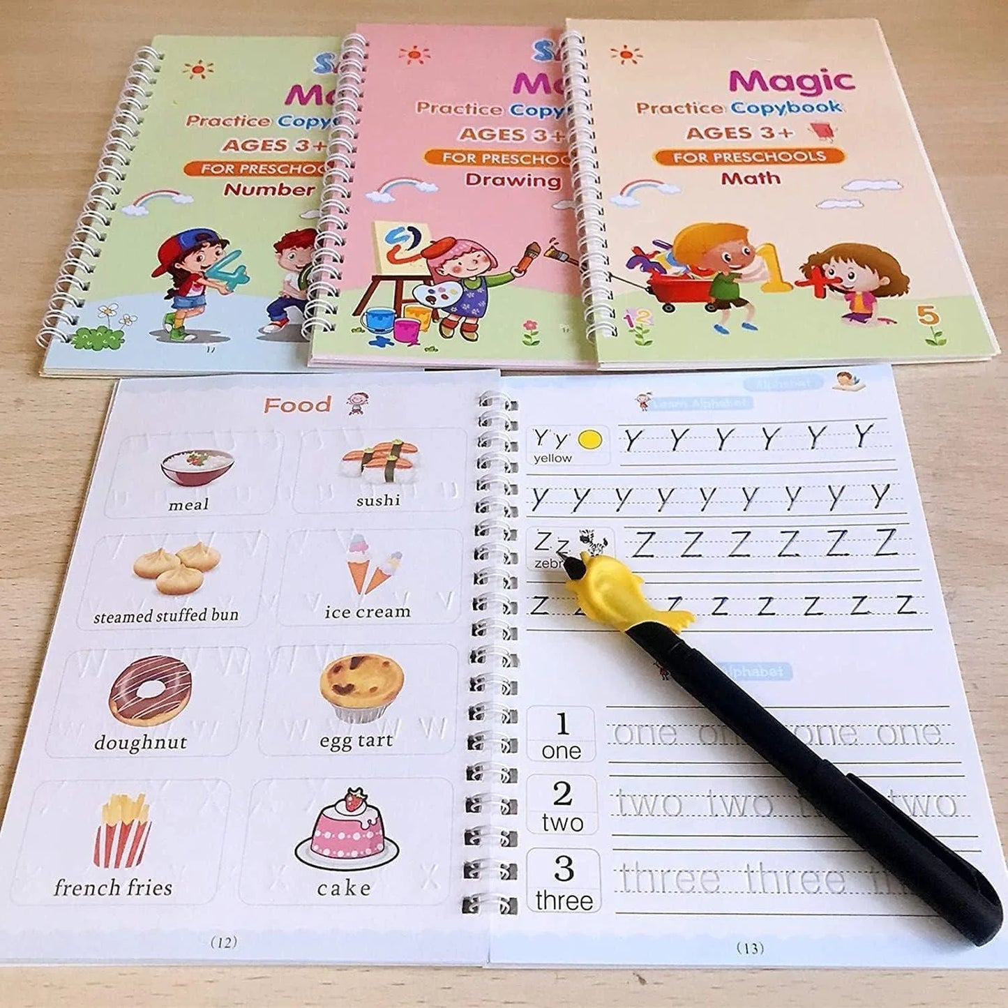 Kids Magic Practice Book 4 BOOKS,1 PEN,1 GRIP,10 REFILL