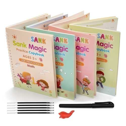 Kids Magic Practice Book 4 BOOKS,1 PEN,1 GRIP,10 REFILL